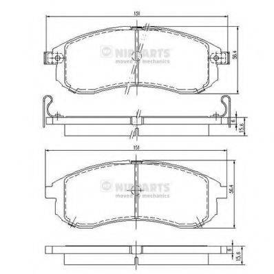 Комплект гальмівних колодок, дискове гальмо NIPPARTS N3605052