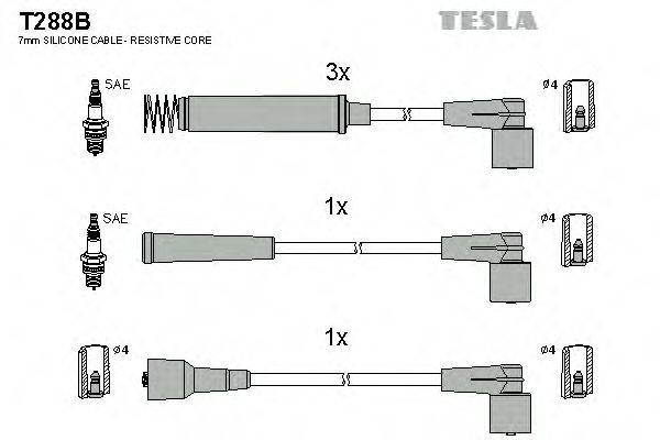 Комплект дротів запалення TESLA T288B