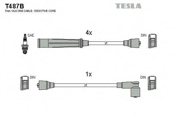 Комплект дротів запалення TESLA T487B