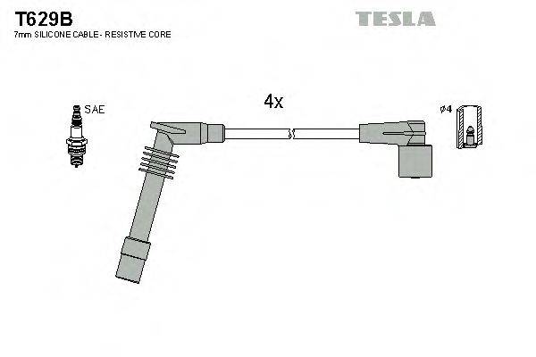 Комплект дротів запалення TESLA T629B