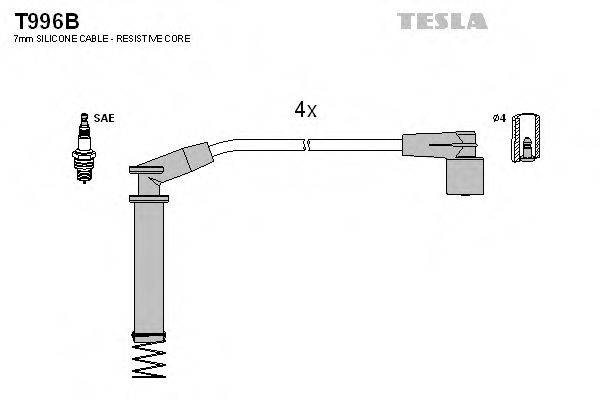 Комплект дротів запалення TESLA T996B