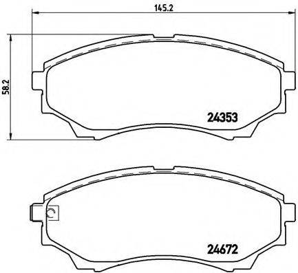 Комплект гальмівних колодок, дискове гальмо BREMBO P 24 086